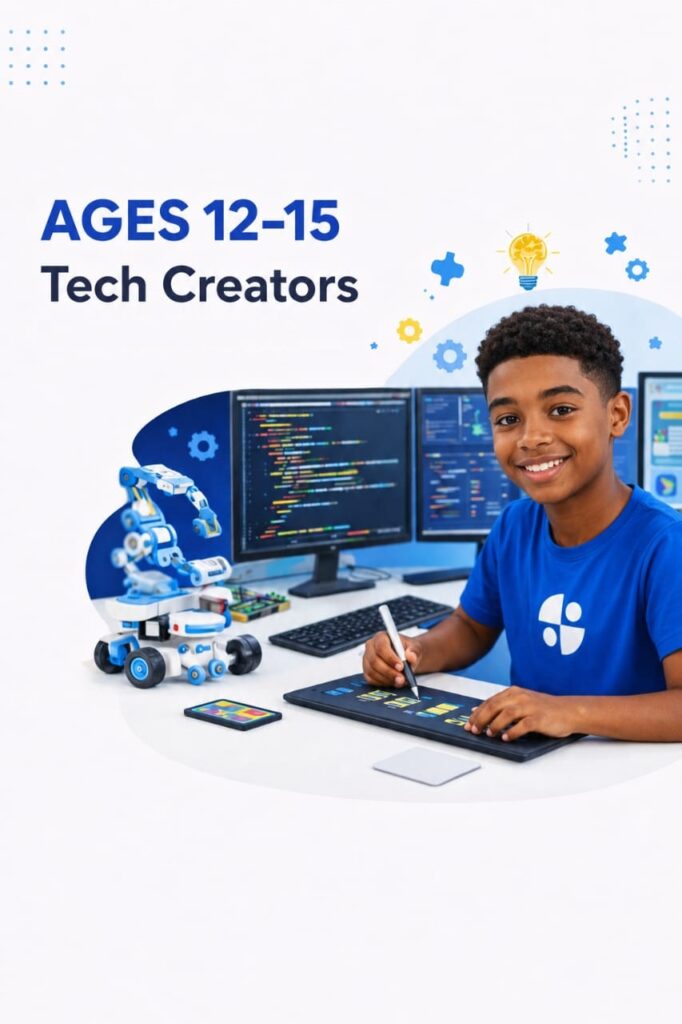 Teenager working on technology